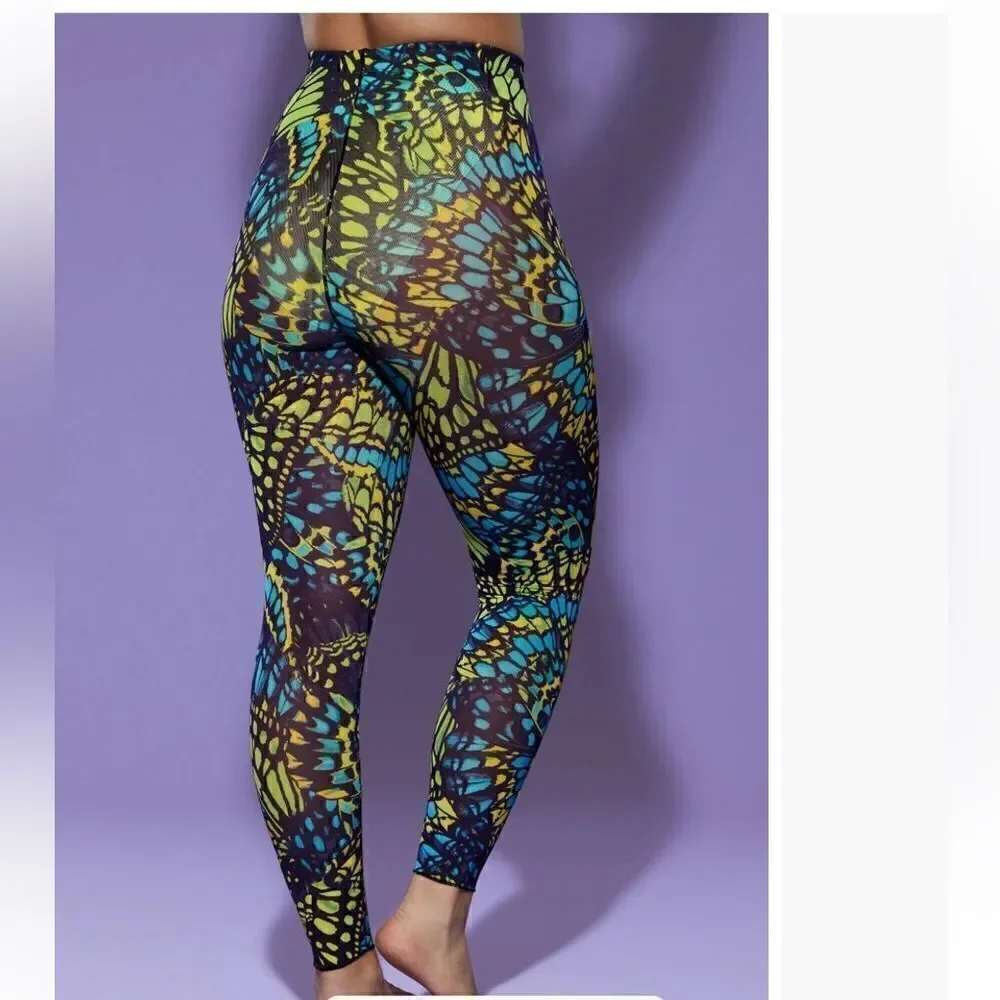 Yitty by Lizzo Mesh Me Smoothing High Waist Legging in Bright Ass Blue Buttafly
